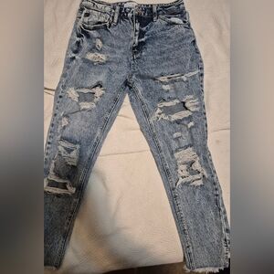 KanCan Acid Wash Distressed Blue Jeans